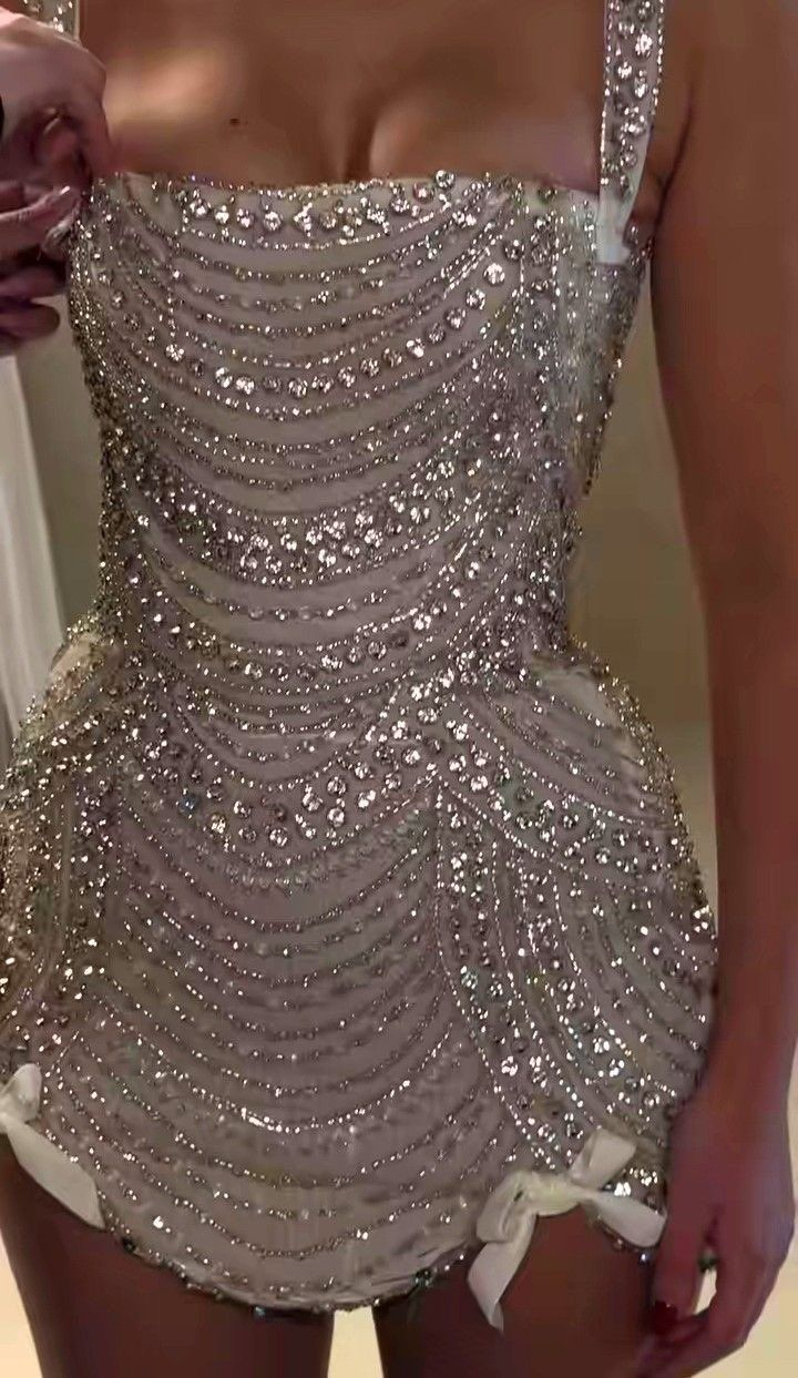 Glitter Champagne Tulle Beaded Birthday Outfits Short Sheath Homecoming Dresses Cocktail Dresses Secondary image