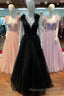Glitter Feathers V Neck Empire Waist A Line Prom Gown Prom Dresses