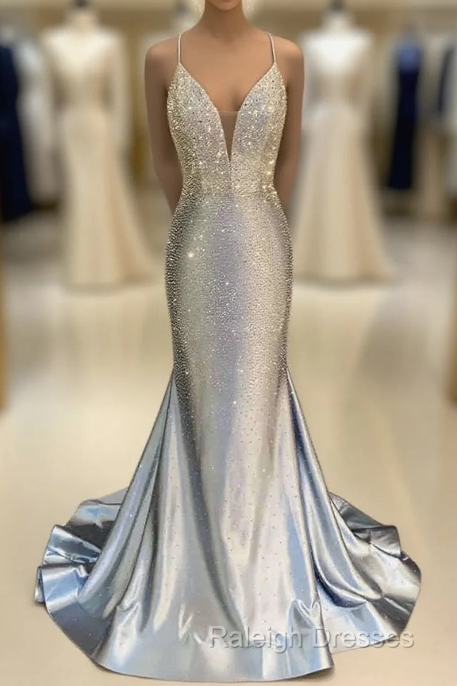 Glitter Halter Beaded Mermaid Prom Dress Main image