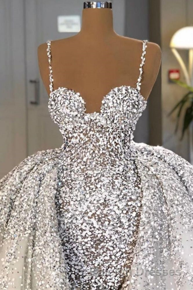 Glitter Mermaid Ball Gown Spaghetti Sequins Tulle party Gown Secondary image