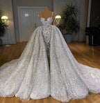 Glitter Mermaid Ball Gown Spaghetti Sequins Tulle Prom Gown