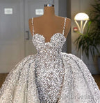 Glitter Mermaid Ball Gown Spaghetti Sequins Tulle Prom Gown