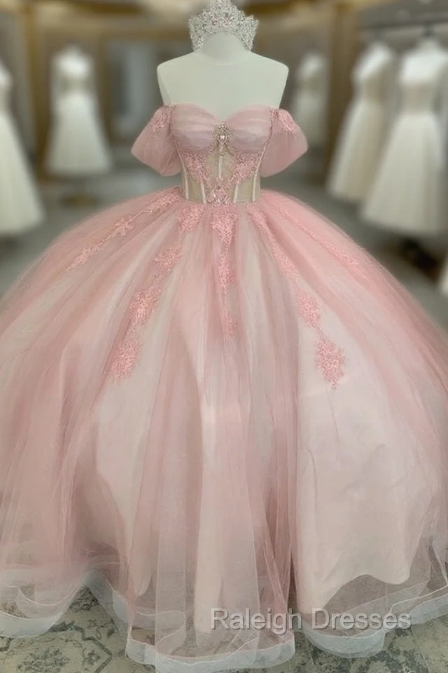 Glitter Pink Quinceanera Dresses Ball Gown Sweet 16 Vestidos 15 De XV Anos