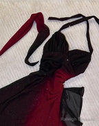 Glitter Radient Blue Prom Dress For Birthday& Pool Party-Elegant V-Neck Spaghetti Straps Evening Dress