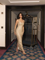 Glitter Sequins Mermaid Prom Dresses Champagne Prom Dresses