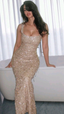 Glitter Sequins Mermaid Prom Dresses Champagne Prom Dresses
