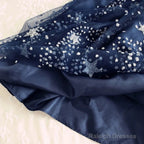 Glitter Stars Sequins Beaded Short Navy Blue Homecoming Prom Dress