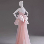 Glitter Strapless Tulle Beaded Mini Birthday Dresses Pink Homecoming Dresses With Bow