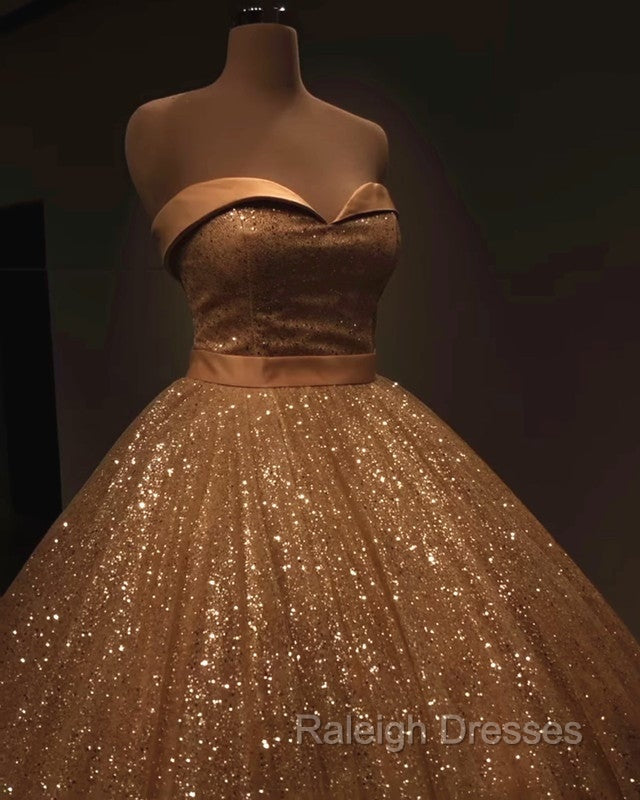 Glitter Tulle Prom Dresses Sweetheart Ball Gowns