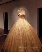 Glitter Tulle Prom Dresses Sweetheart Ball Gowns