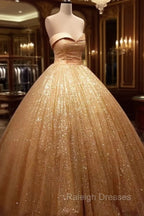 Glitter Tulle Prom Dresses Sweetheart Ball Gowns