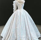 Glitter White Sequin Wedding Dresses One Shoulder Ball Gown Quinceanera Dress