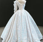 Glitter White Sequin Wedding Dress One Shoulder Ball Gown Quinceanera Dresses