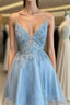 Glittering Beaded Short A-line Tulle Homecoming Dress with Appliqued