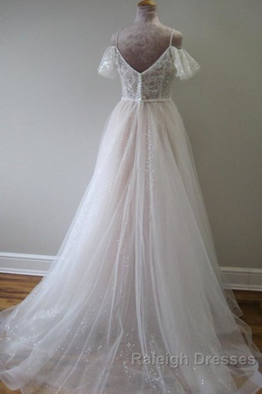 Glorious Cold-shoulder Chapel Train Wedding Dresses