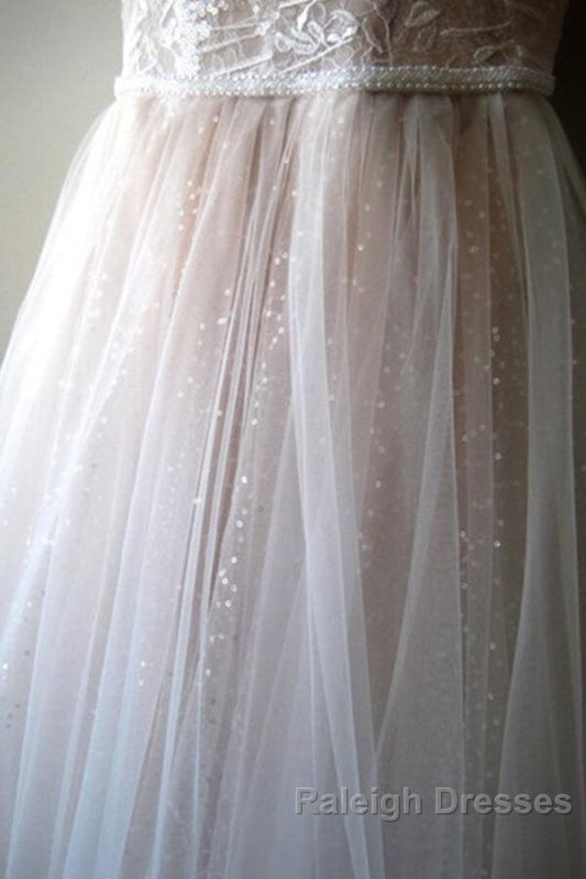 Glorious Cold-shoulder Chapel Train Wedding Dress