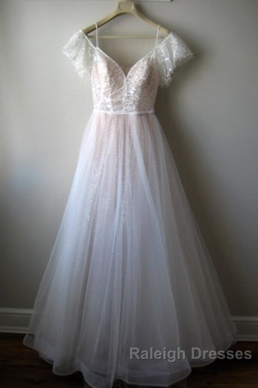 Glorious Cold-shoulder Chapel Train Wedding Dress