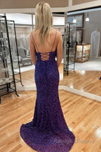 Gold Mermaid Sequin Prom Dress with Slit