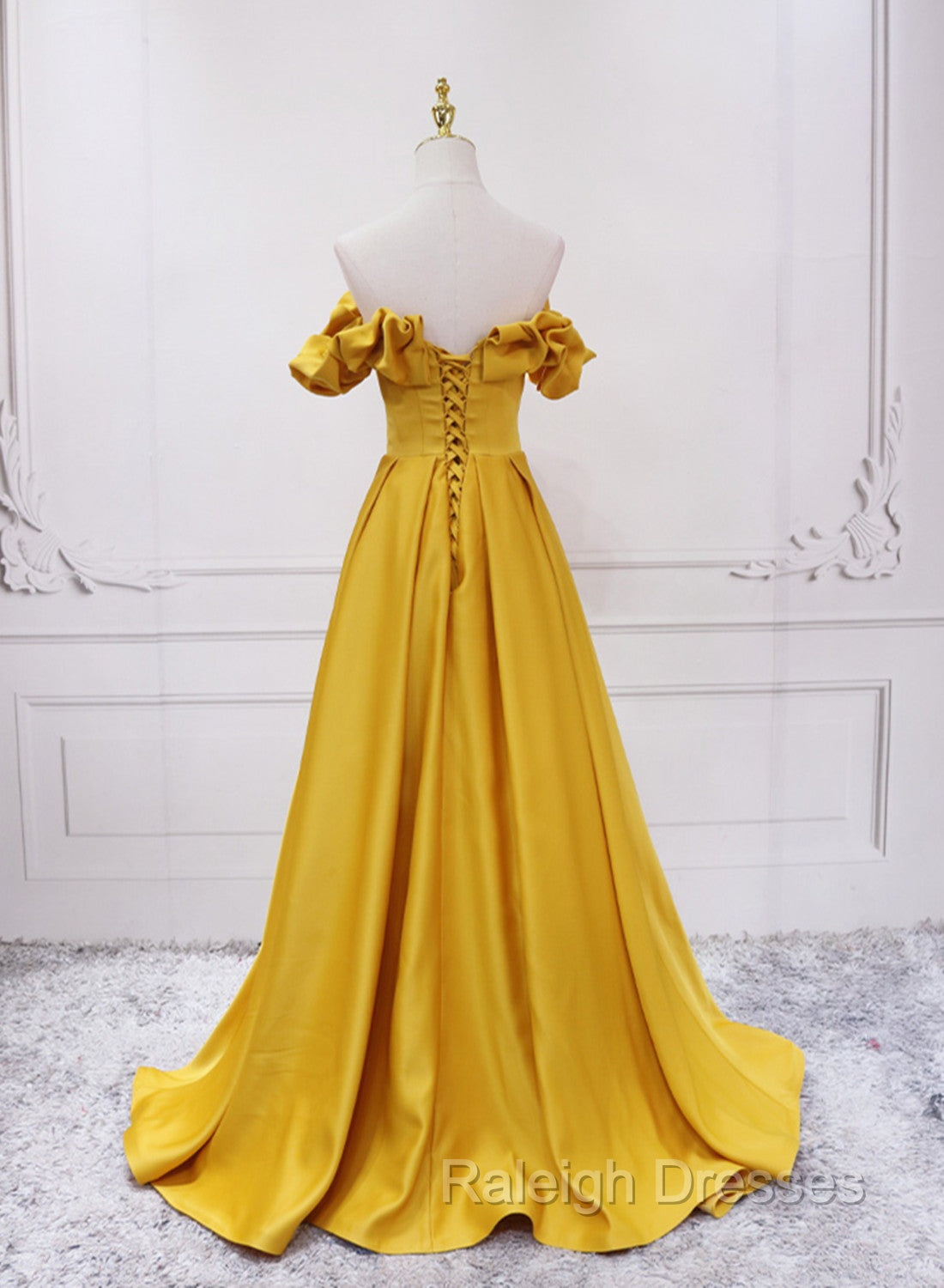 Gold Satin A-line Sweetheart Long Junior Prom Dress, Floor Length Satin Evening Dress Secondary image
