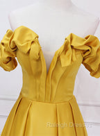 Gold Satin A Line Sweetheart Long Junior Prom Dresses Floor Length Satin Prom Dresses