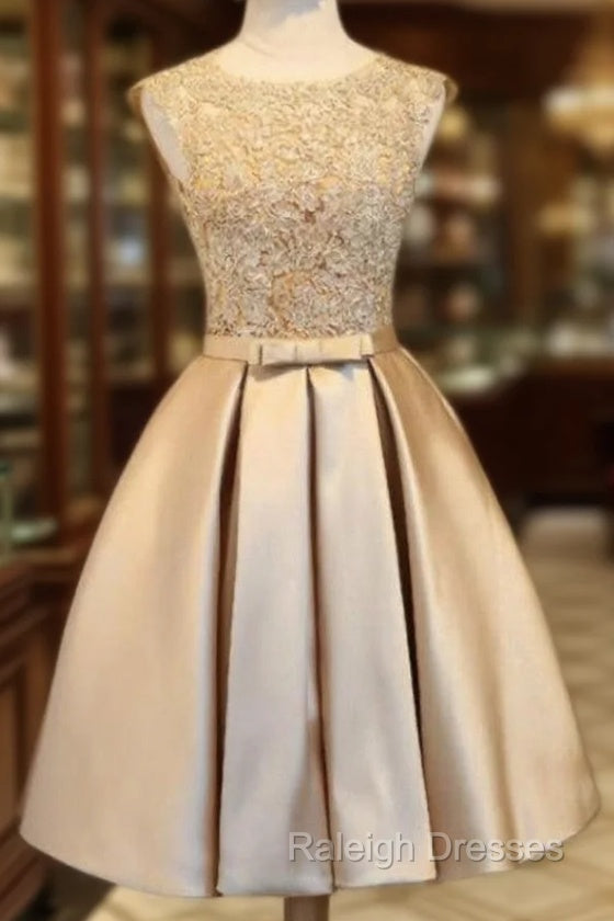 Gold Satin Lace Homecoming Dress Main image