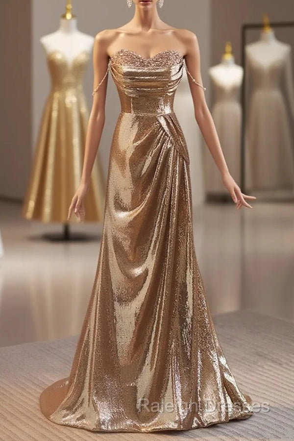 Golden Mermaid Sequins Long Prom Dress Evening Dress Main image