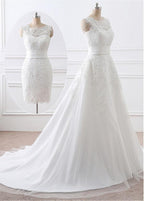 Gorgeous 2 in 1 Removable Skirt Wedding Dress With Detachable Skirts