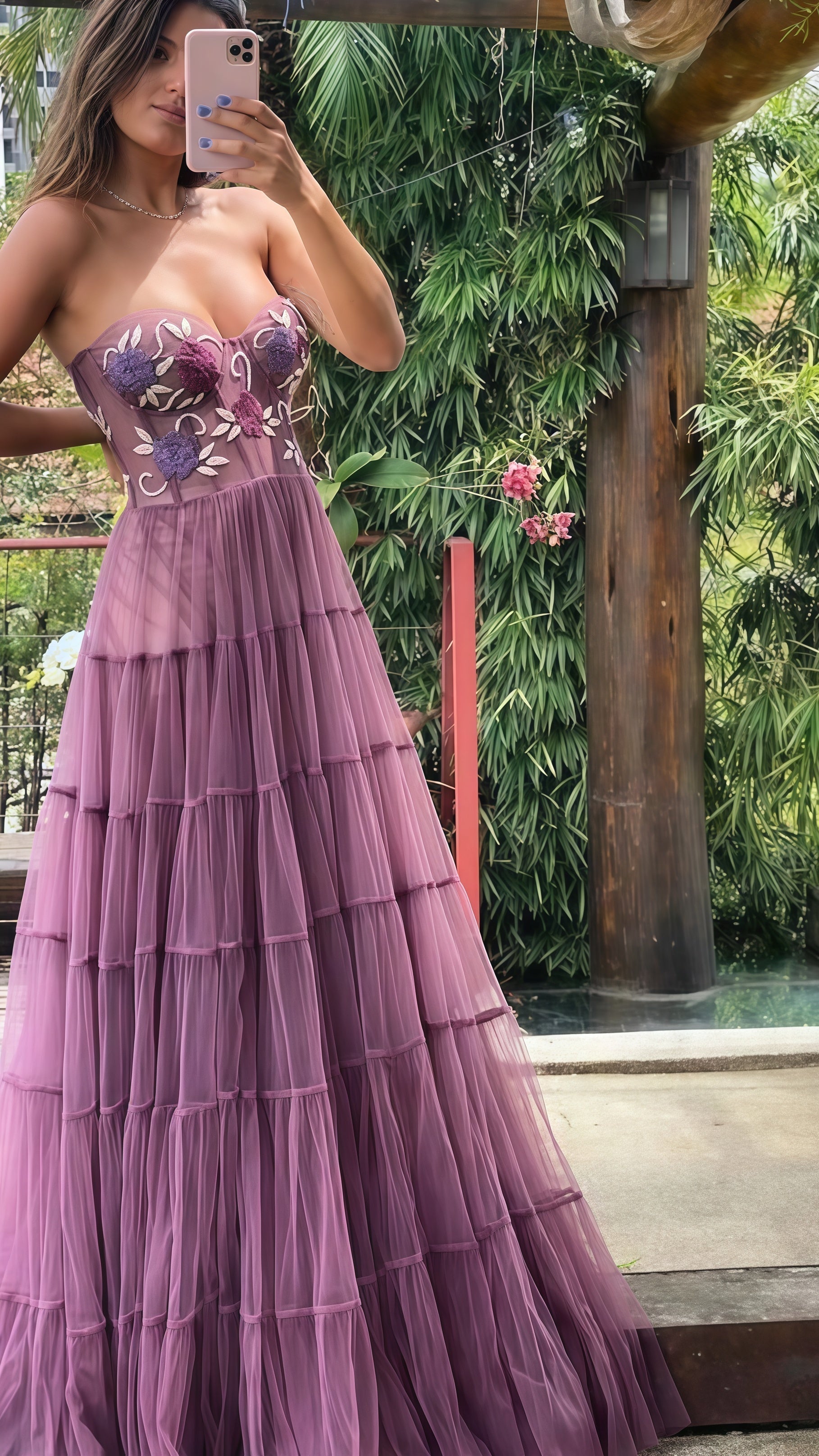 Gorgeous A-Line Embroidery Prom Dress Lace Prom Dress Long Prom Beads Prom Dress