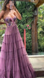 Gorgeous A-Line Embroidery Prom Dress Lace Prom Dress Long Prom Beads Prom Dress