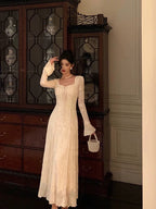 Gorgeous A-Line Long Sleeves White Lace Date Night Dresses Prom Dress Birthday Outfits
