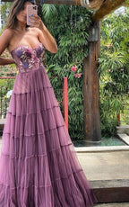 Gorgeous A-Line Prom Dress Lace Prom Dress Long Prom Beads Prom Dress