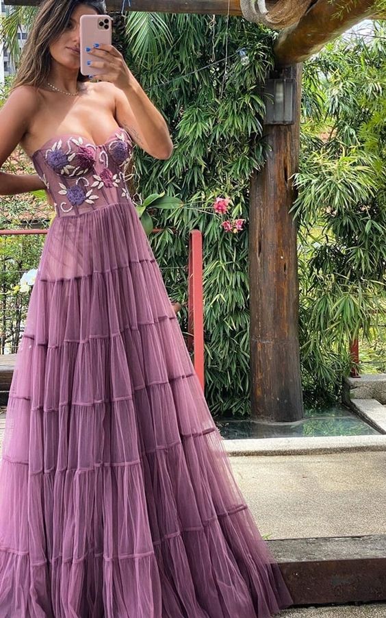 Gorgeous A-Line Prom Dress Lace Prom Dress Long Prom Beads Prom Dress