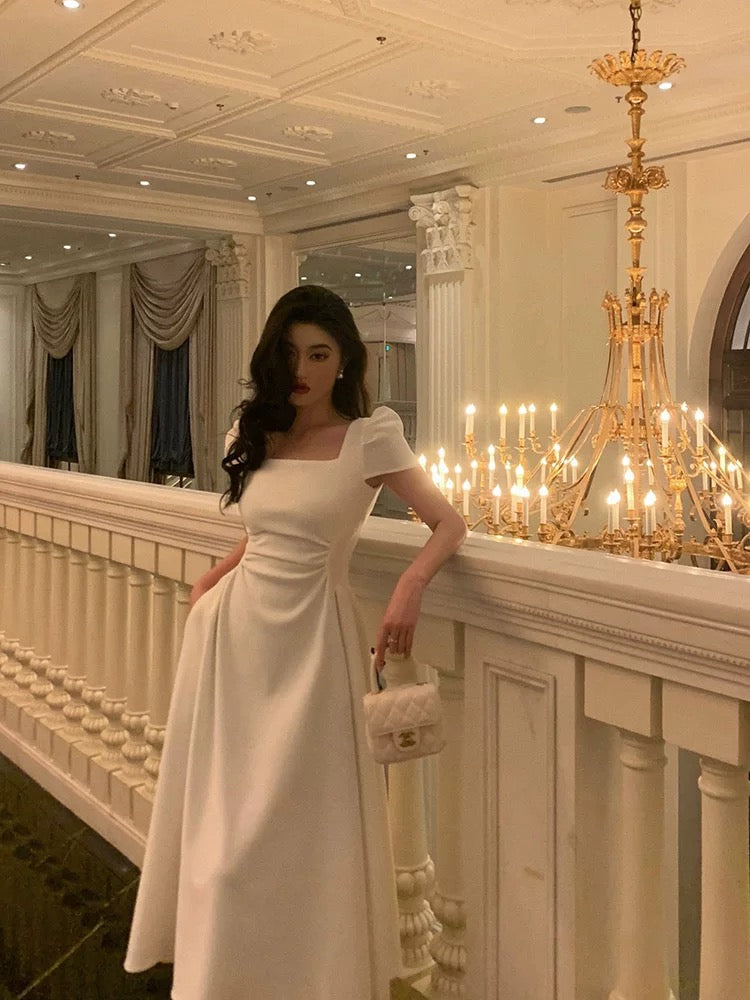 Gorgeous A-Line Short Sleeves White Date Night Dresses Prom Dress Birthday Outfits Secondary image