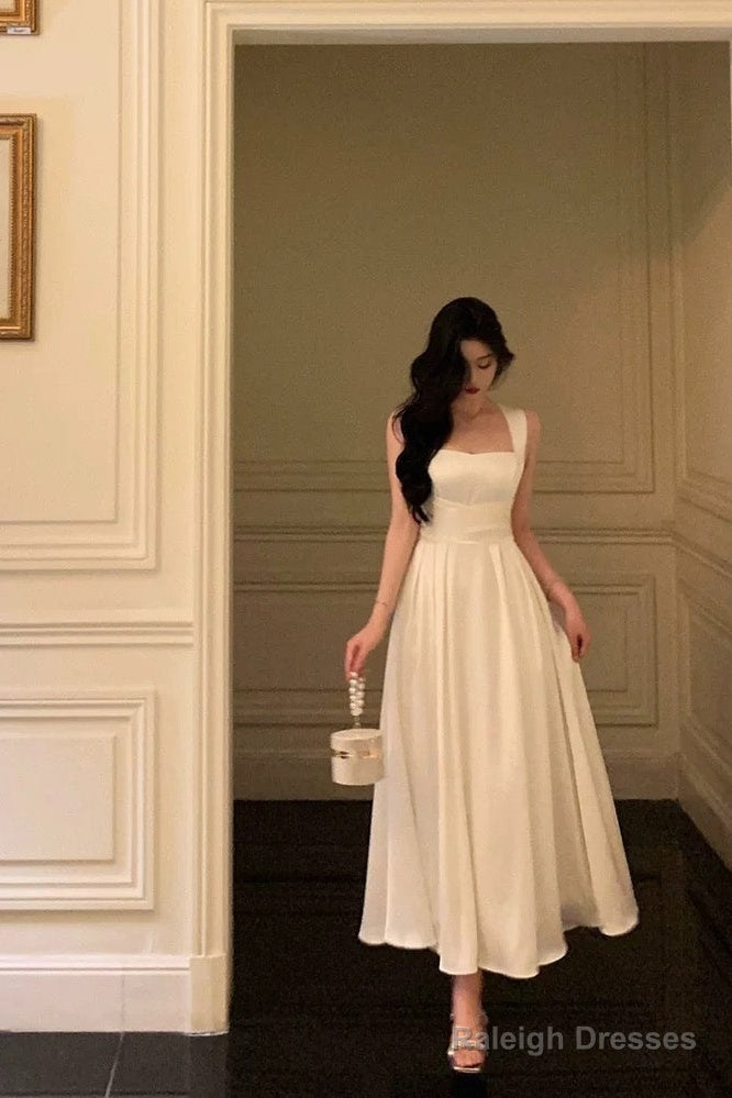 Gorgeous A-Line Sleeveless White Date Night Dresses Prom Dress Birthday Outfits