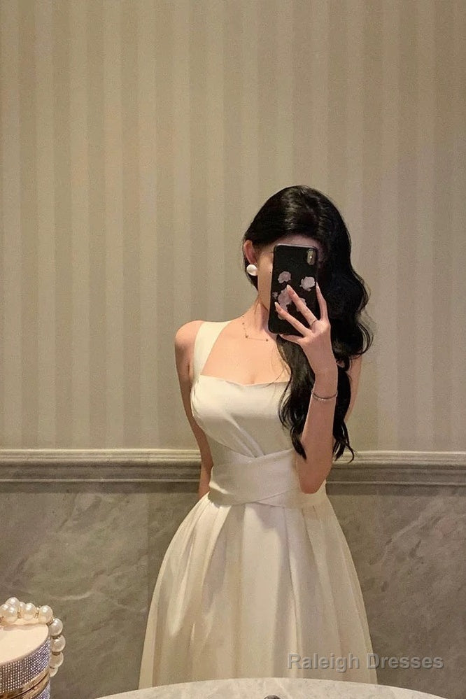 Gorgeous A-Line Sleeveless White Date Night Dresses Prom Dress Birthday Outfits