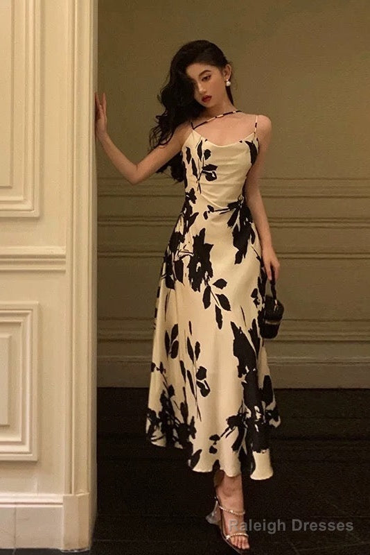 Gorgeous A Line Spaghetti Straps Black Date Night Dress Prom Dresses Birthday Outfit Main image