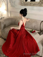 Gorgeous A Line Spaghetti Straps Red Ankle Length Evening Dress Prom Dresses Birthday Outfits