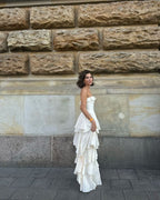 Gorgeous A-Line Strapless Satin Prom Dress Long Prom Dresses