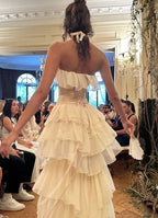 Gorgeous A-Line Strapless Chiffon Prom Dress Long Prom Dresses