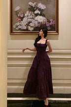 Gorgeous A Line Straps Grape Sleeveless Date Night Dress Prom Dresses Birthday Outfits