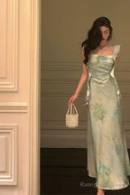 Gorgeous A-Line Straps Mint Green Date Night Dresses Prom Dress With Ruffles Prom Dresses Birthday Outfits