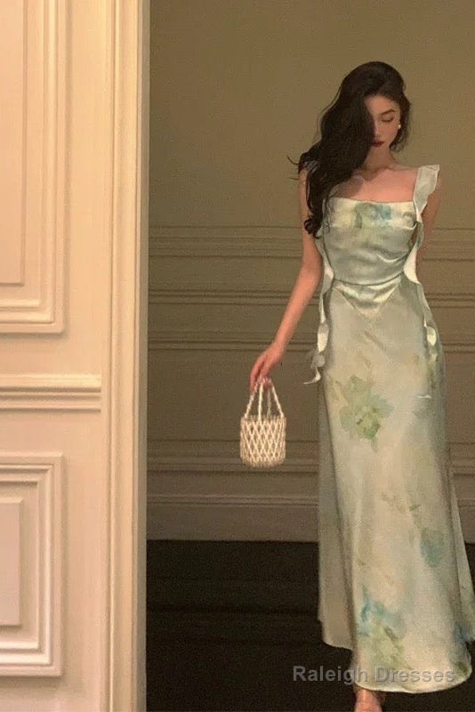 Gorgeous A-Line Straps Mint Green Date Night Dresses Prom Dress With Ruffles Prom Dresses Birthday Outfits
