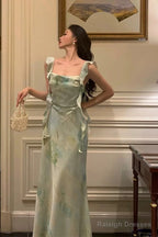 Gorgeous A-Line Straps Mint Green Date Night Dresses Prom Dress With Ruffles Prom Dresses Birthday Outfits