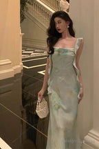Gorgeous A-Line Straps Mint Green Date Night Dresses Prom Dress With Ruffles Prom Dresses Birthday Outfits