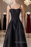 Gorgeous A Line Straps Satin Black Prom Dress