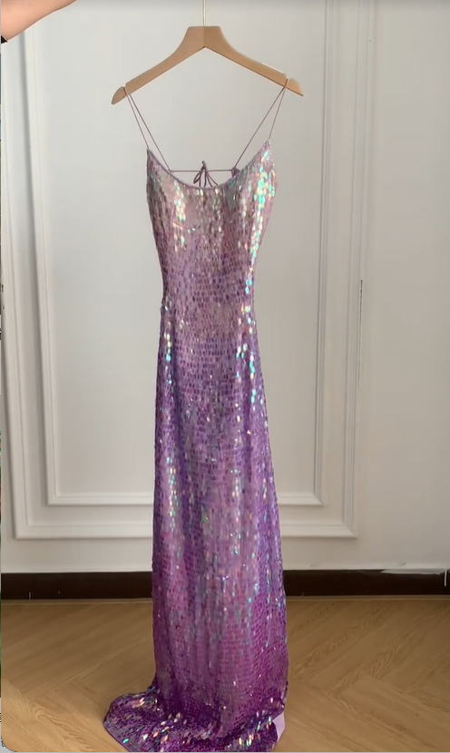 Gorgeous And Dazzling Backless Sequined Long Formal Prom Dress