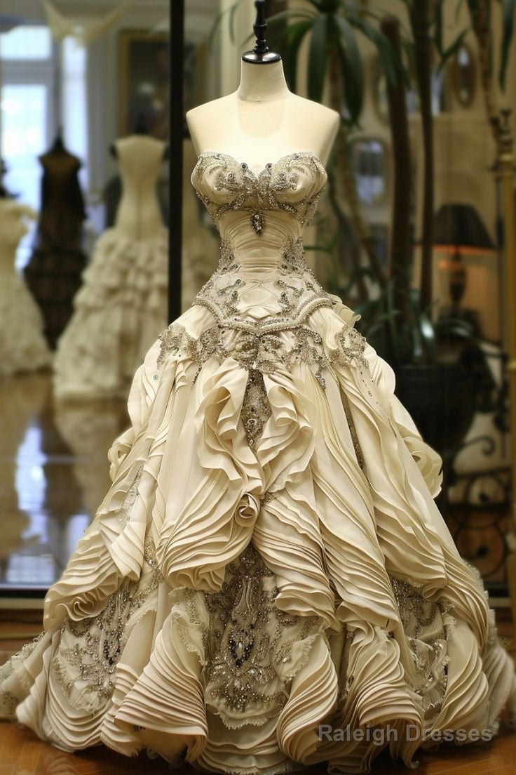 Gorgeous Ball Gown Strapless Floor Length White Layers Evening Dress Prom Dresses Main image