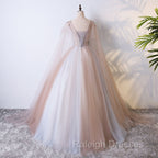 Gorgeous Ball Gowns Tulle V Neckline Long Prom Gowns, New Prom Dress