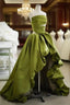 Gorgeous Balll Gown Strapless Green Satin Ruffles Long Evening Dress Prom Dresses