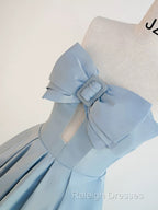Gorgeous Balll Gown Sweetheart Blue Satin Long Evening Dress Prom Dresses